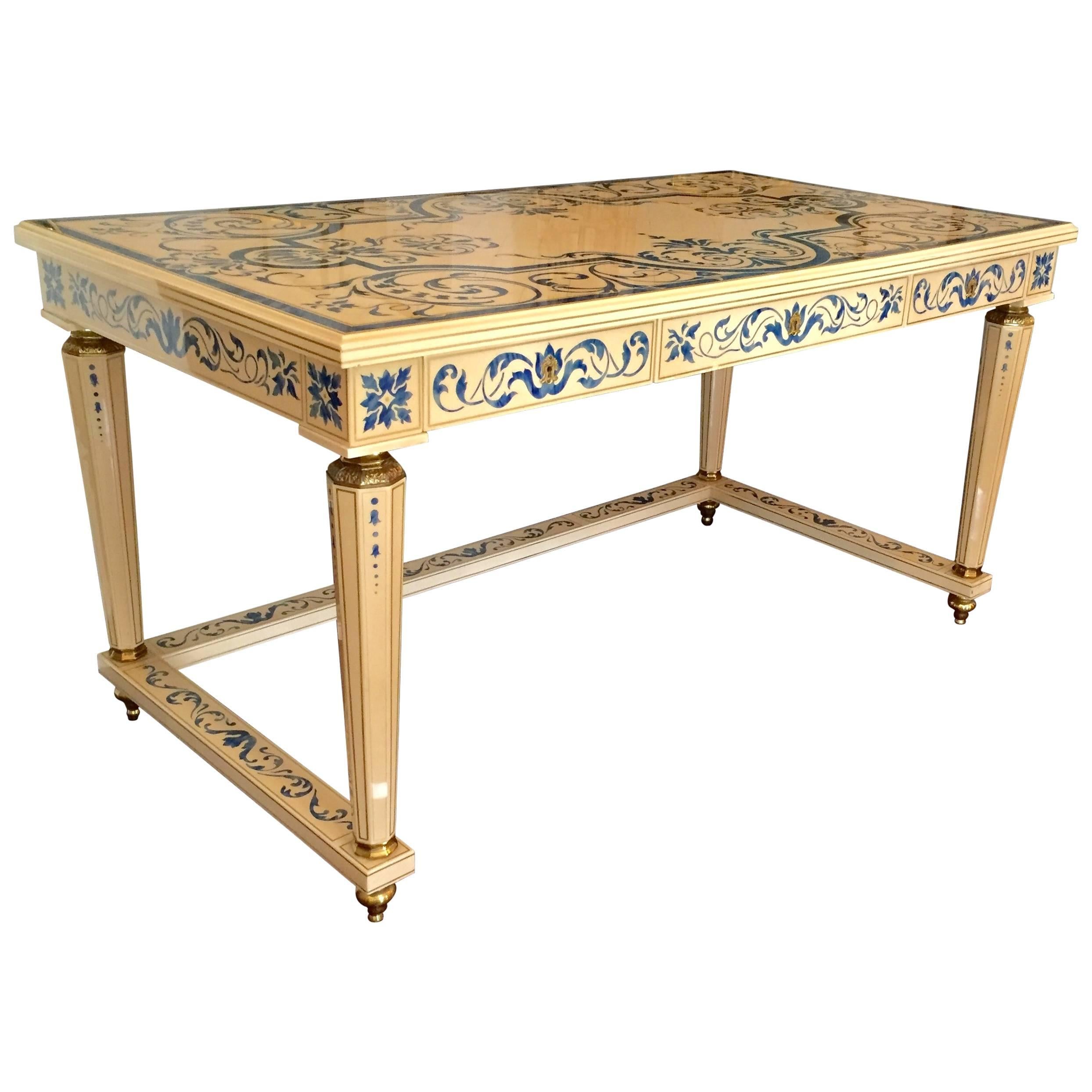 Italian Writing Table Desk in "French Ivory"