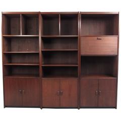 Mid-Century Modern Wall Unit, Vintage Bookcase with Cabinets