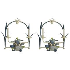 Italian Tole Floral Sconces, Pair