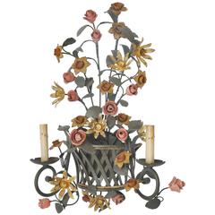 Italian Sconce Lattice Basket of Flowers