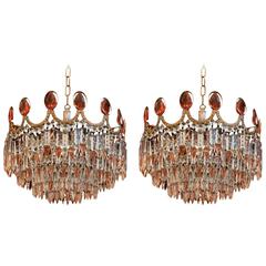 Beautiful Pair of Hollywood Regency Crystal Lights  ( one is sold )