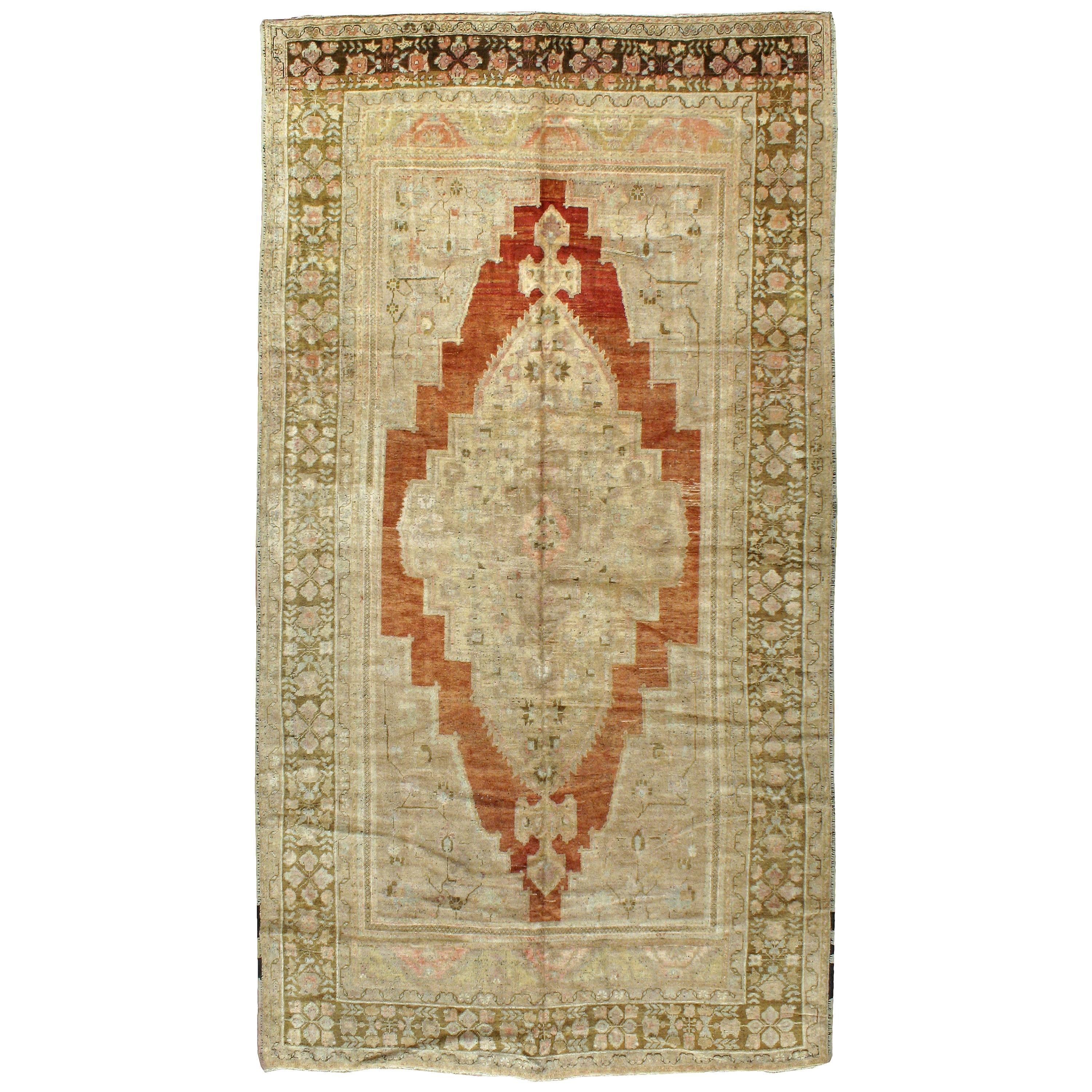 Vintage Turkish Oushak Rug For Sale