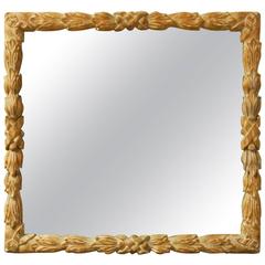 Monumental Hand-Carved Laurel Leaf Mirror