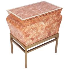 Tessellated Rosso Alicante Marble with Brass Chest Trunck by Maitland Smith