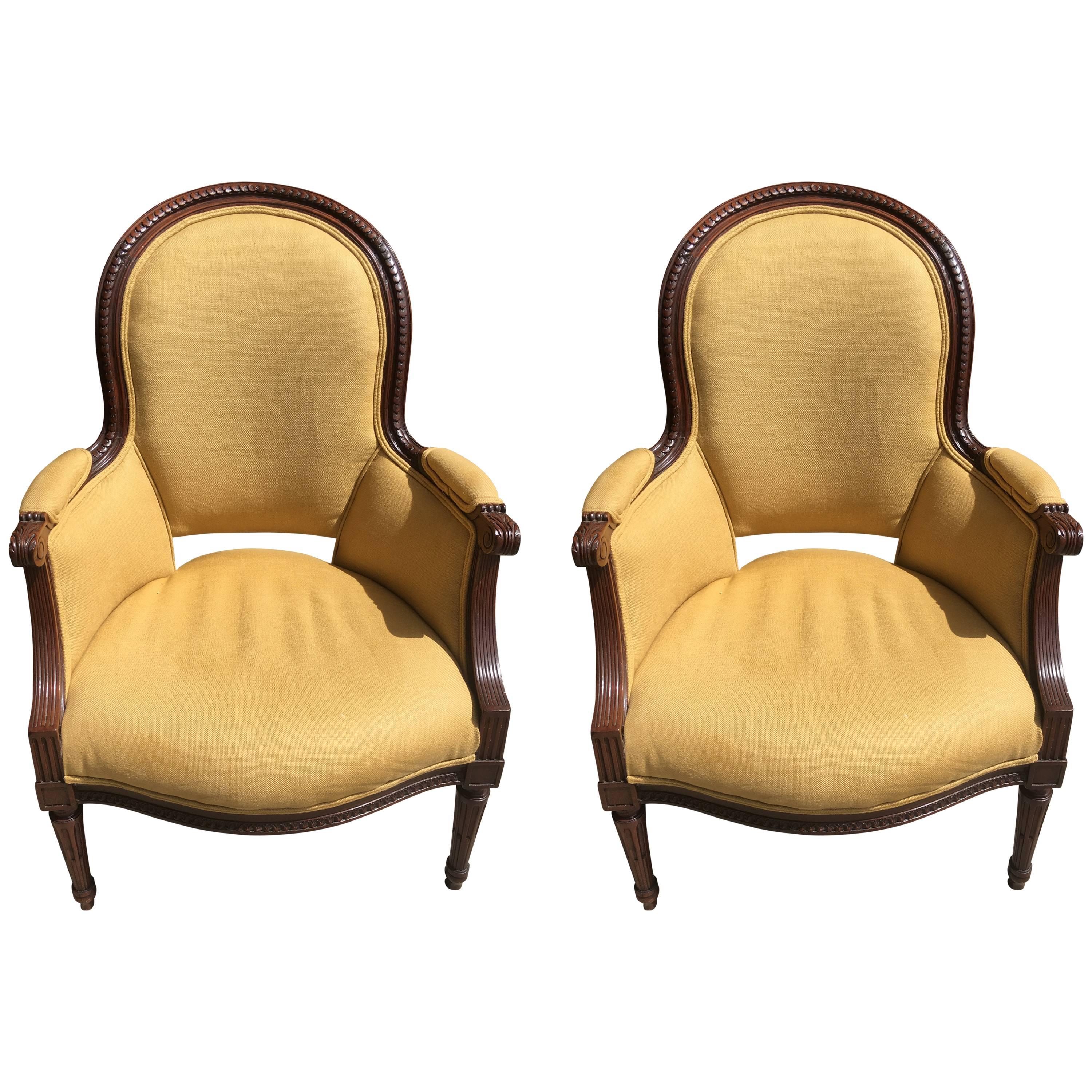 Early 19th Century French Walnut Bergere Chairs