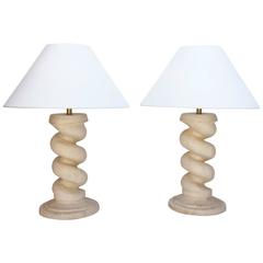Pair of Plaster Spiral Column Lamps by Michael Taylor 7