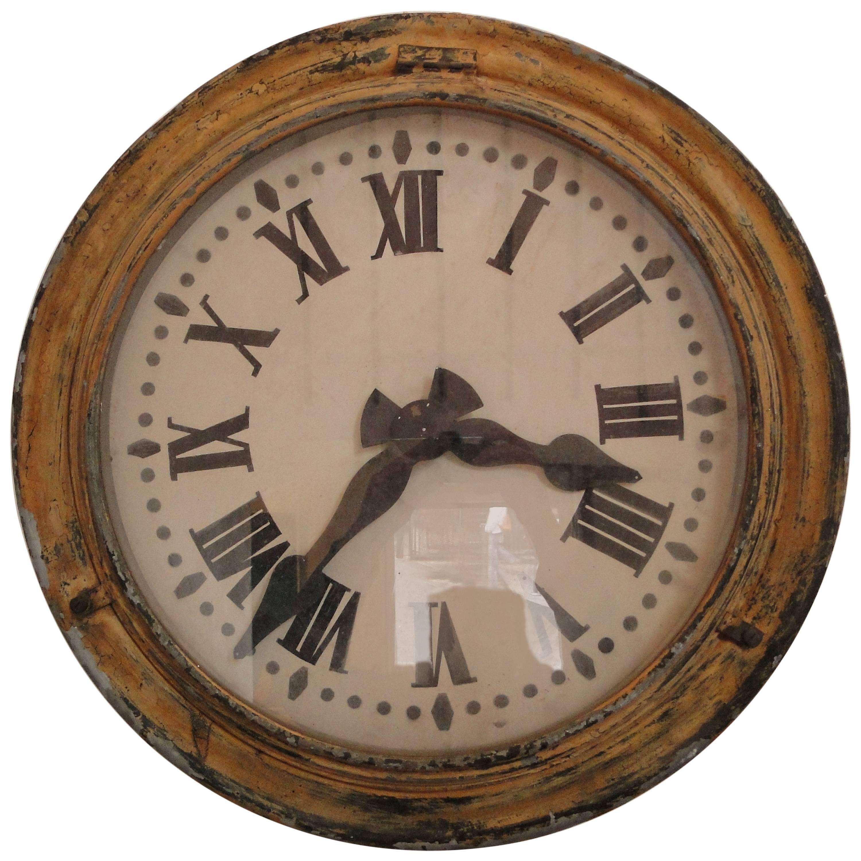French Brillie Railway Clock, Painted Metal, 1930s For Sale
