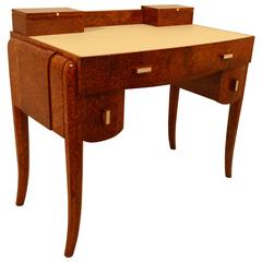 Art Deco Lady-Desk in Amboyna Wood Attributed to Dominique