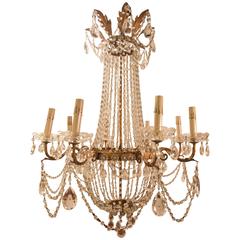 Early 19th Century French Empire Crystal and Tole Chandelier