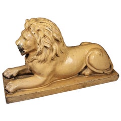 Large Recumbent Lion of Glazed Stoneware from England