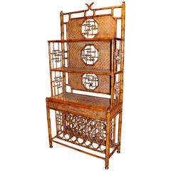 Vintage Maitland & Smith Faux Bamboo Wicker Wine Cabinet