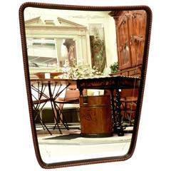 Italian 20th Century Etched Mirror with Rope Twist Frame