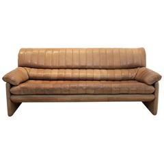 De Sede DS-85 Mid-Century Three-Seat Sofa in Soft Thick Brown Neck Leather