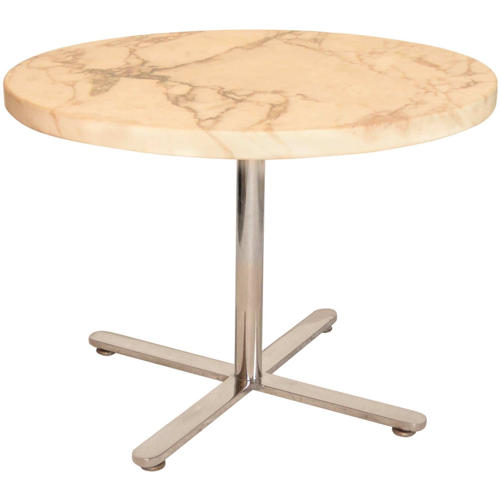 1980s Marble and Stainless Steel Occasional Table For Sale