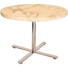 1980s Marble and Stainless Steel Occasional Table