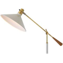 Gerald Thurston for Lightolier Floor Lamp with Brass and Wood Details