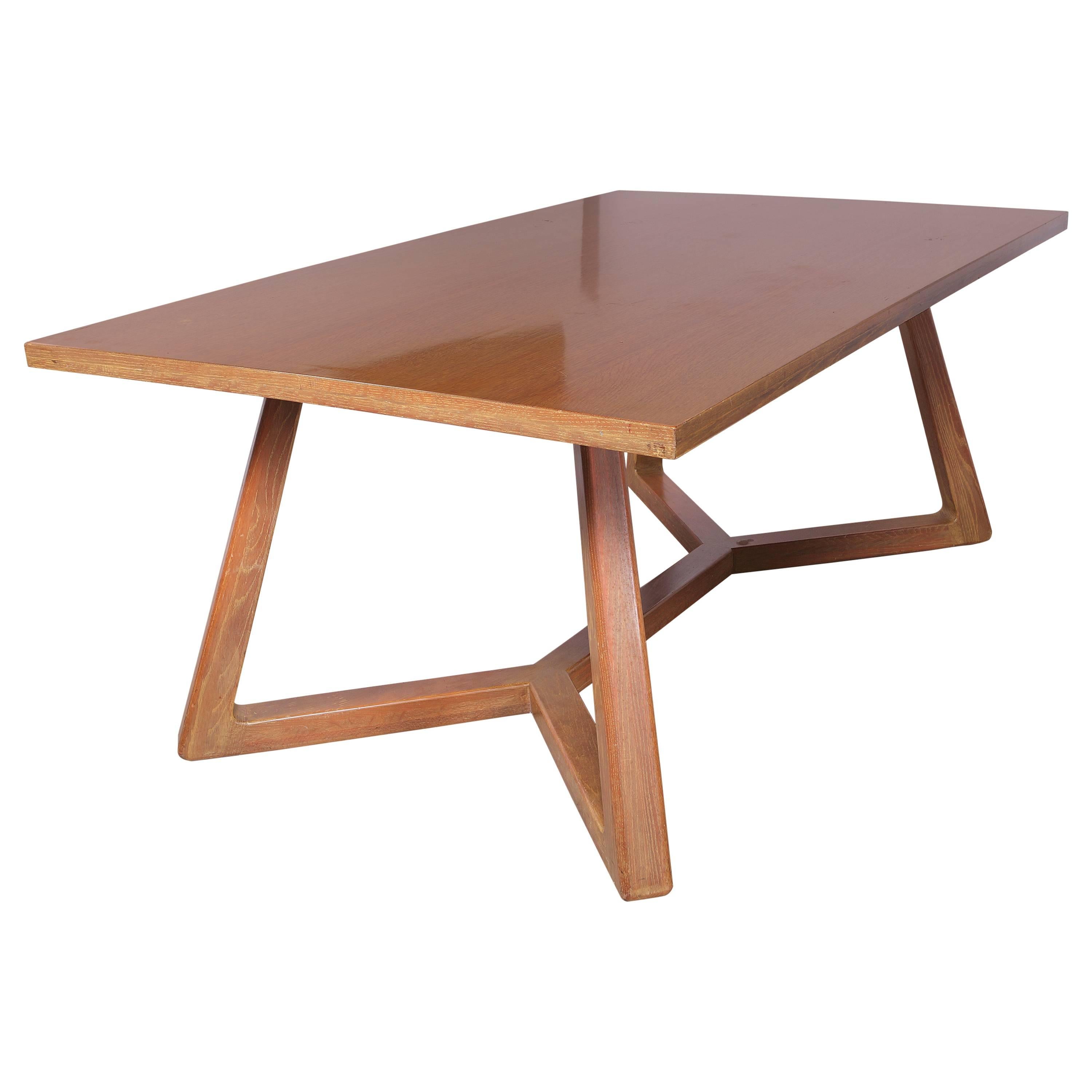 Mid-20th Century Limed Oak Romweber Dining Table Designed by Harold Schwartz