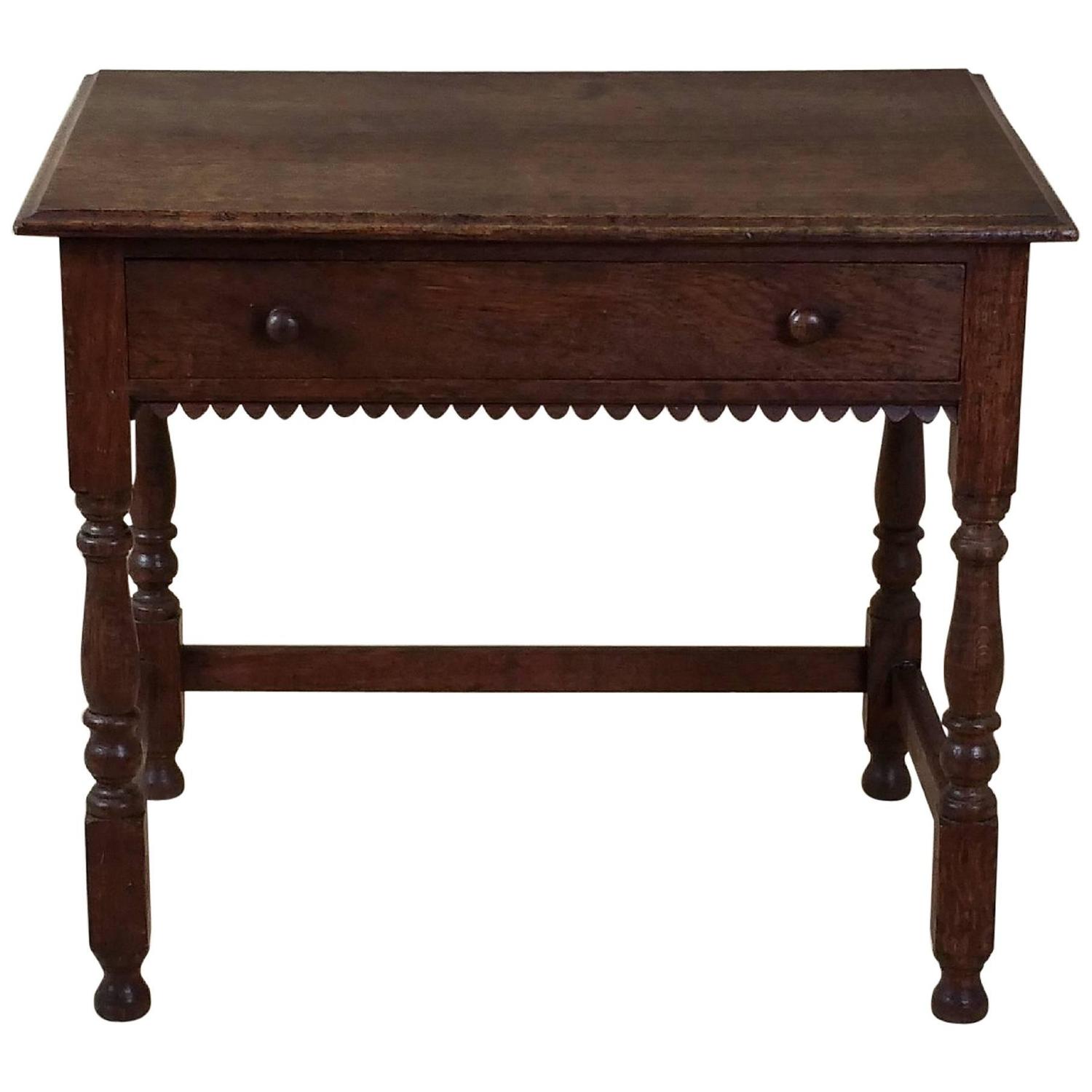 Edwardian Solid Oak Single Drawer Side Table at 1stdibs