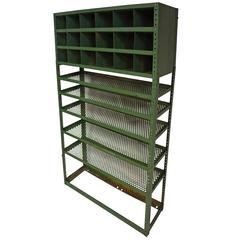 Factory Shelving Unit with Cubbies and Open Grid Shelves 