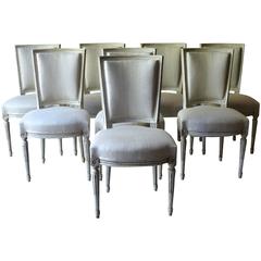 Set of Eight Painted French Louis XVI Style Dining Chairs
