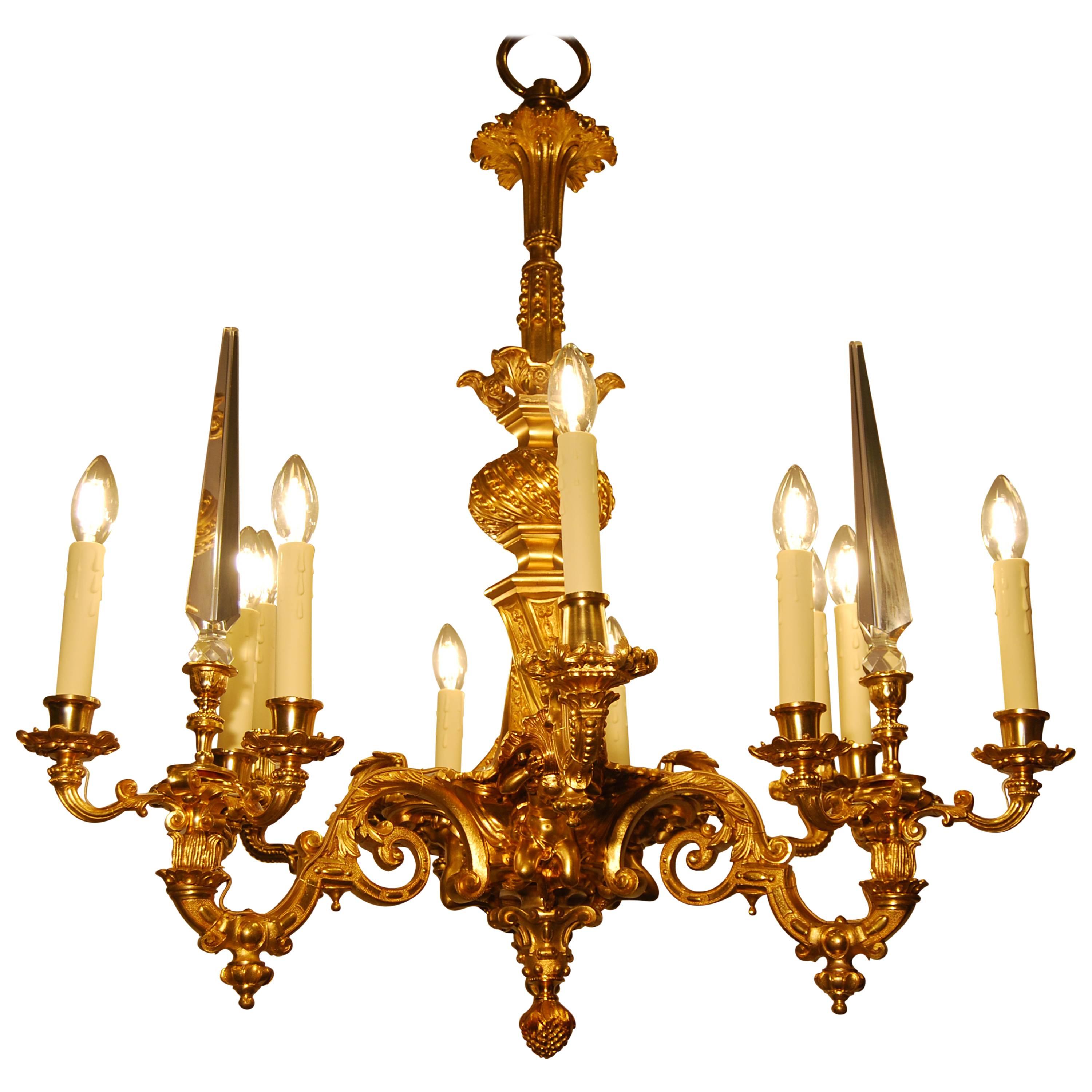 18th Century Ormolu Louis XV Style Chandelier For Sale