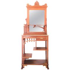 Vintage Rare and Modern Etagere with Mirror and Drawer, Vanity, Hall and Cupboard