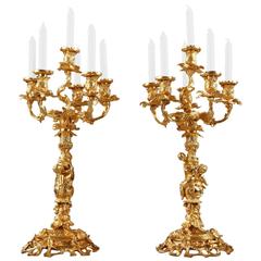 Pair of Candelabras with Children after a Model by Juste-Aurèle Meissonnier