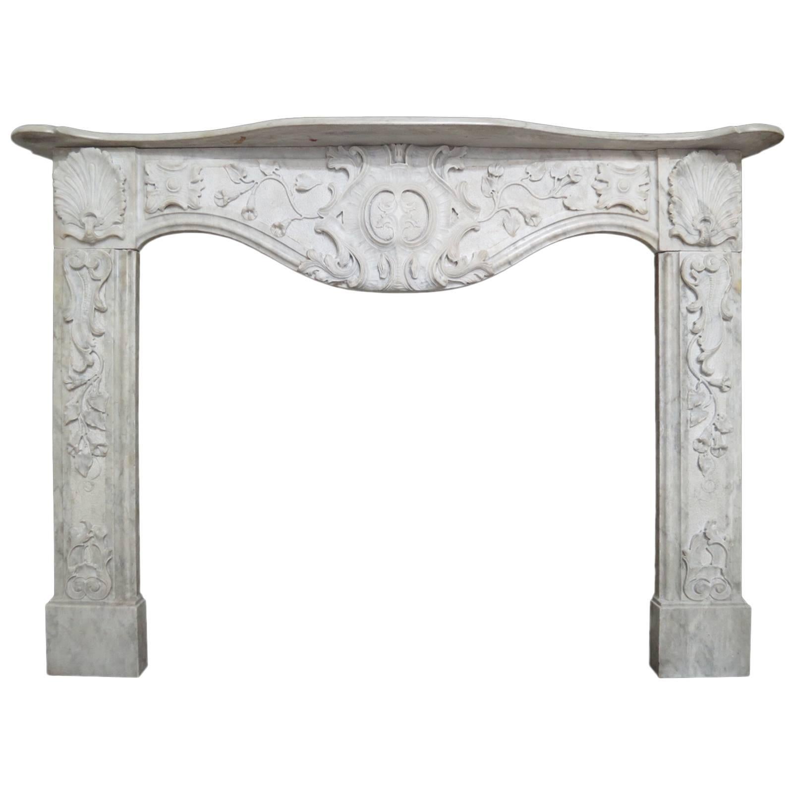 Late 18th Century Italian Fireplace Mantel in Carrara Marble