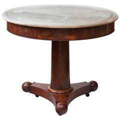 Early 19th Century French Gueridon with White Marble Top and Unusual Ball Feet
