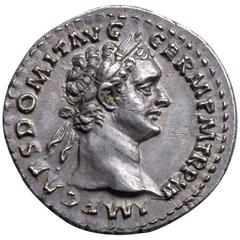 Antique Superb Ancient Roman Silver Denarius Coin of Emperor Domitian, 92 AD
