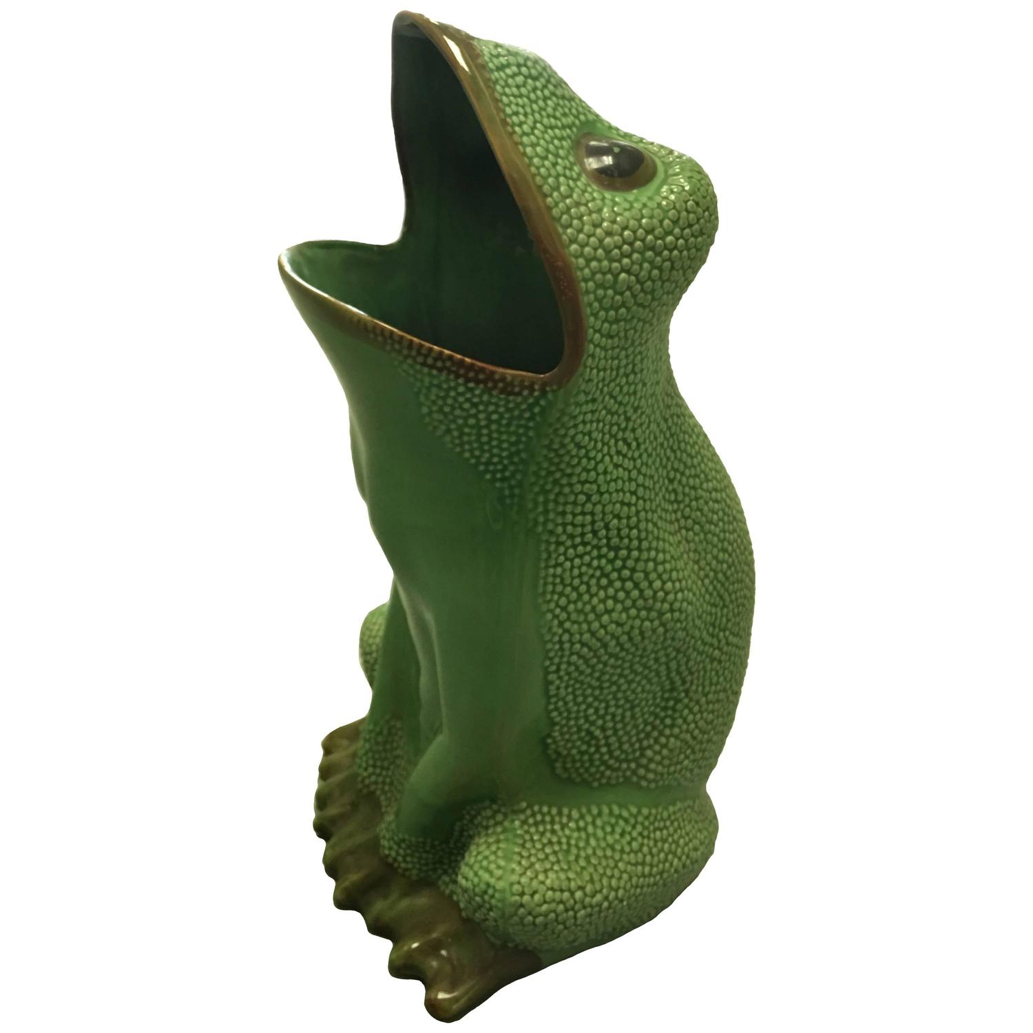 Italian Green Frog Umbrella Stand by Gumps For Sale at 1stdibs