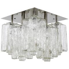 Kalmar Granada Ice Glass Flush Mount Chandelier, Austria, 1960s 11
