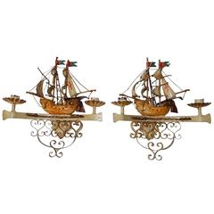 Italian Nautical Ship Boat Spanish Galleon Sconces Italian Nautical Ship Boat Spanish Galleon Sconces