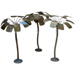 One-of-a-Kind Brass Palmtree Lamps, France, circa 1930s