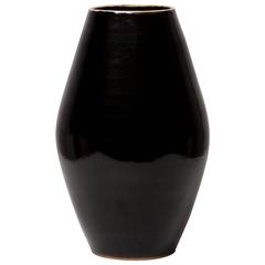 Retro Lucie Rie, Black Ceramic Vase