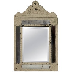Painted Repoussé Brass Parecloses Mirror, France, Late 19th Century