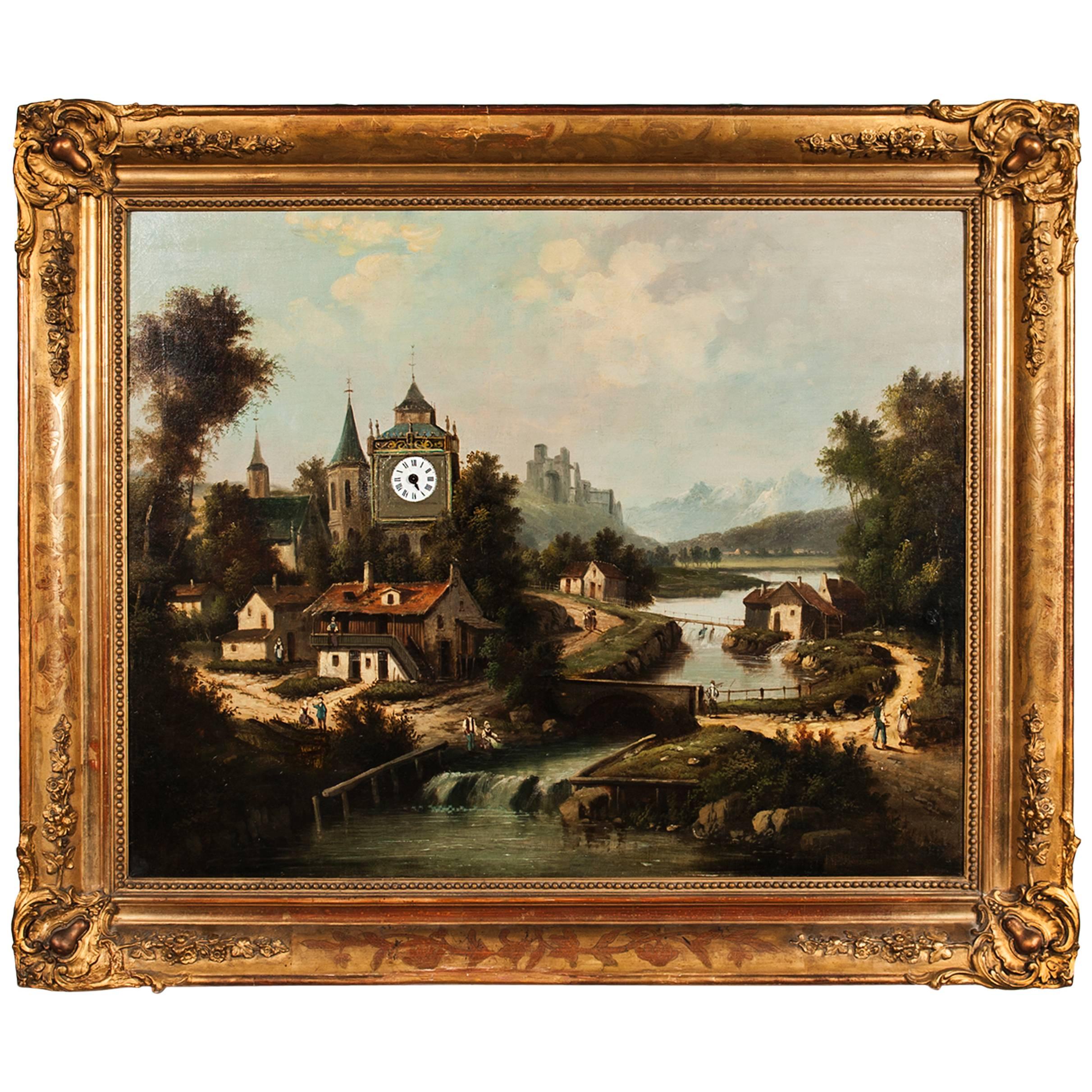French Louis Philippe Striking Musical Picture Frame Clock, circa 1850 For Sale