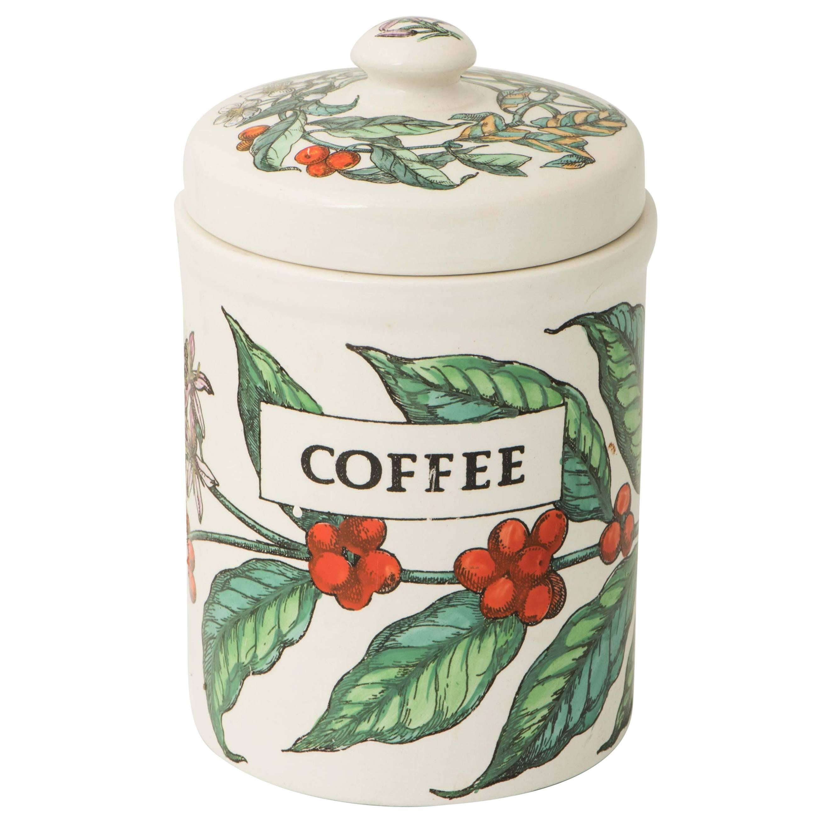 Piero Fornasetti porcelain coffee jar with cover, Italy circa 1960 For Sale