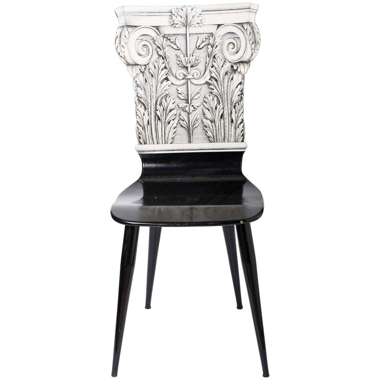 Piero Fornasetti chair “Capitello Corinizio”, Italy circa 1960 For Sale