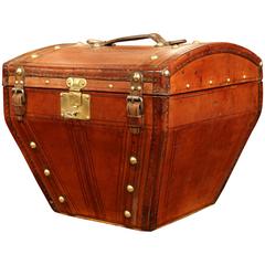 19th Century French Leather Hat Box