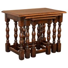 English Oak Nest of Three Tables, circa 1900