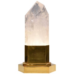 Fine Carved Rock Crystal Quartz Obelisk Light