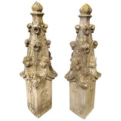 Pair of Carved Neo-Gothic Stone Cathedral Spires from France, 1800s