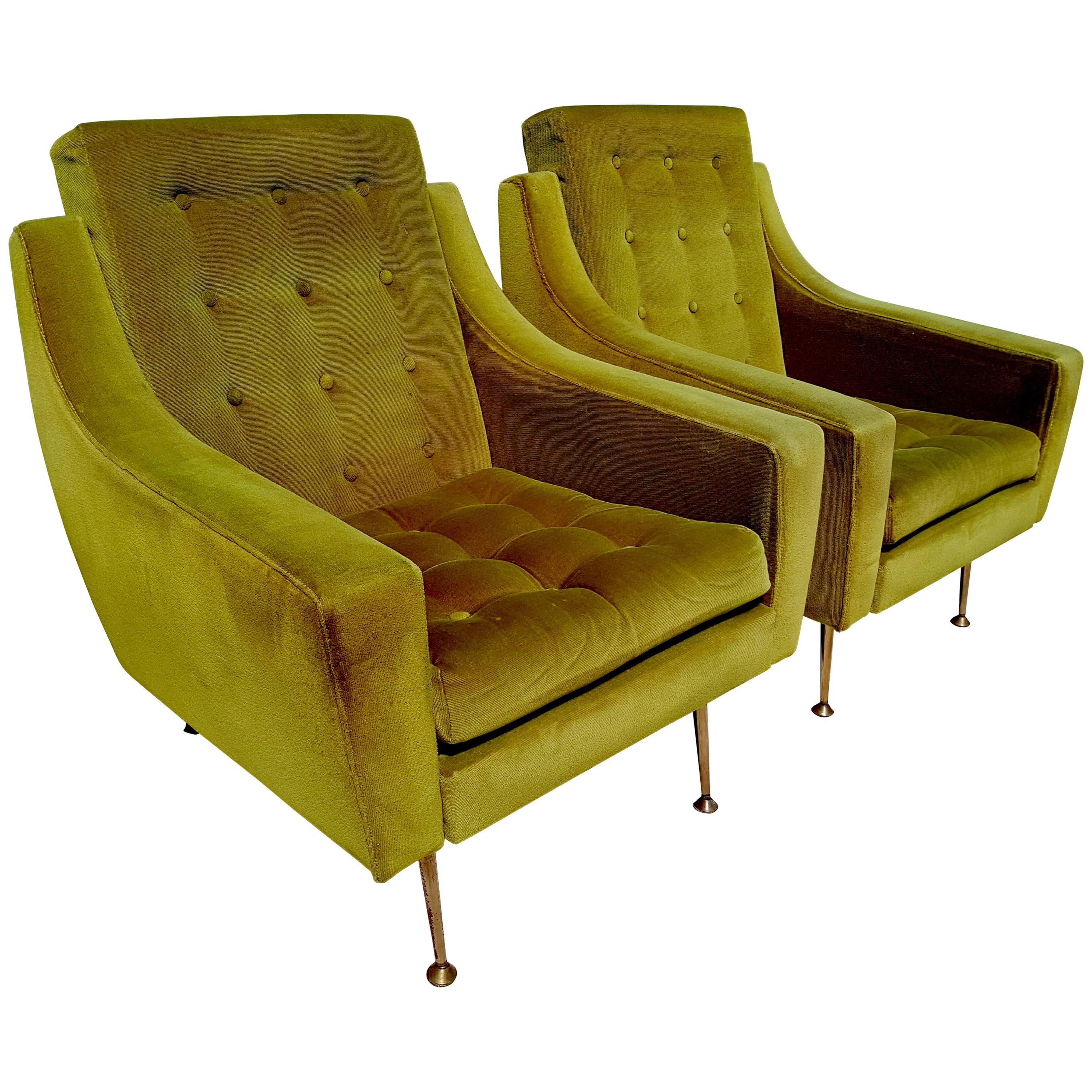 Pair of Elegant Italian Armchairs, 1960s