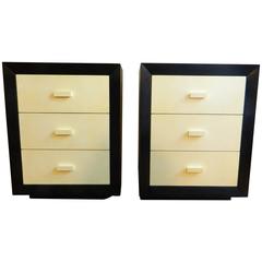 Pair of Parchment Nightstands