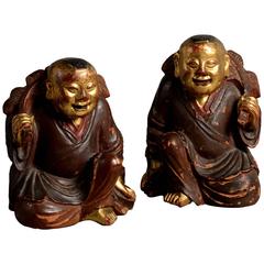 Pair of Parcel Gilded Buddhas