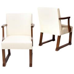 Pair of Muscular Armchairs in Oak Designed by Jean-Michel Frank for Fritz Mandl 3