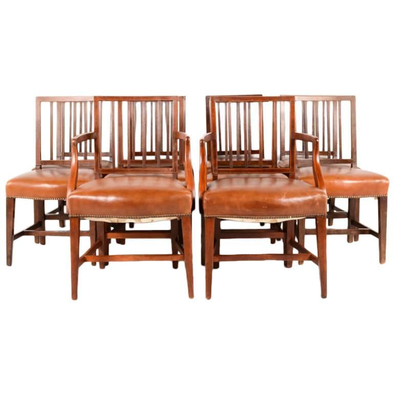 Set of Ten Georgian Period Mahogany Chairs with Two Carvers