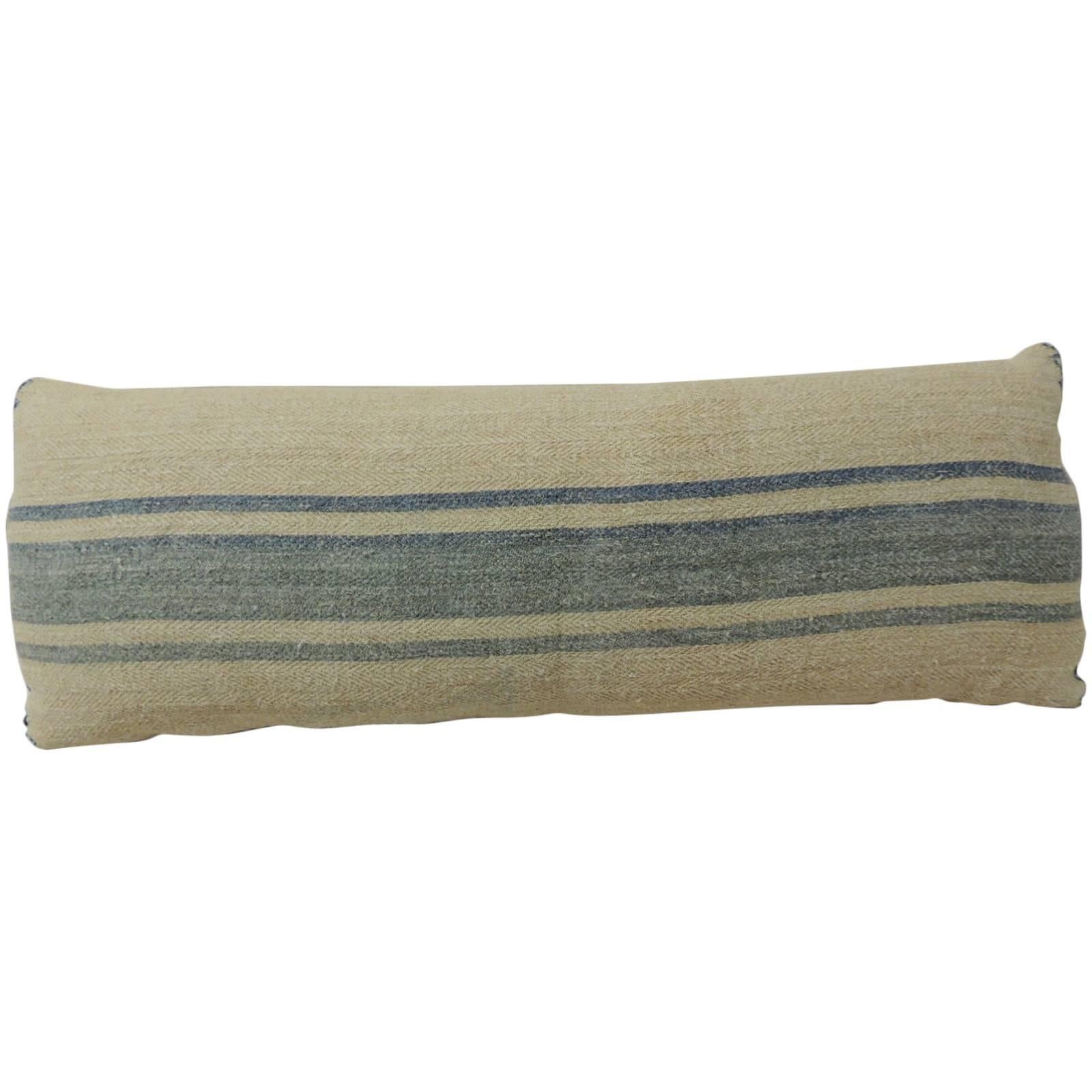 Long 19th Century French Linen Home-Spun Bolster Decorative Pillow