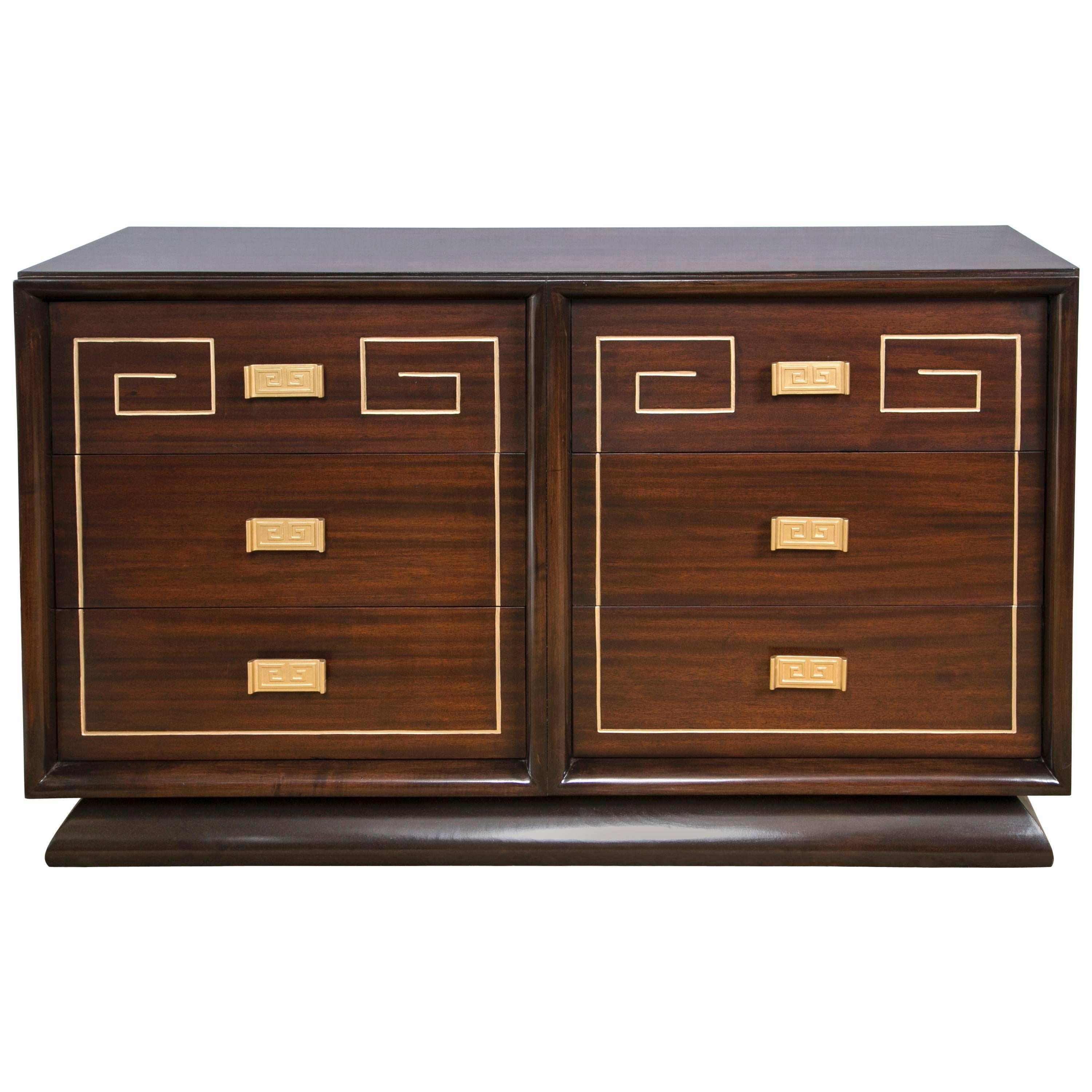 Mid-Century Sideboard with Gold Detail Attributed to Tommi Parzinger